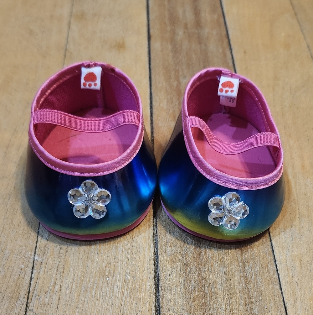 Build A Bear Workshop Girls Pink And Blue Irridescent Shoes